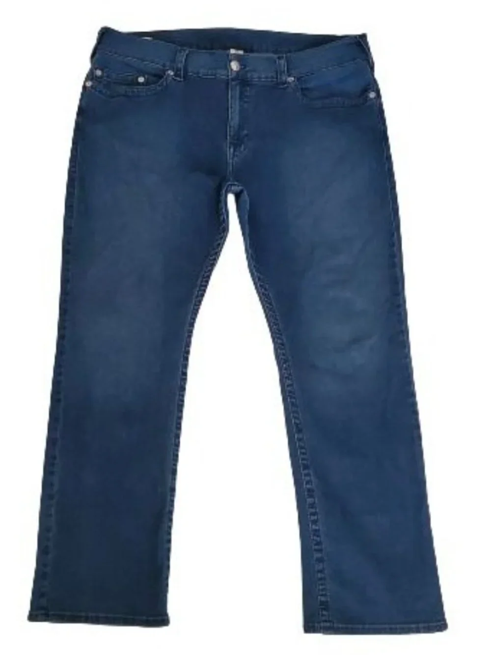 True Religion Men's Ricky Relaxed Straight Leg Blue Denim Jeans Size 38
